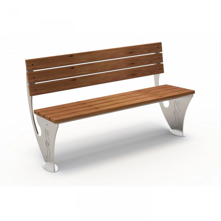 Mobilier Urban - Banca pentru parc din inox si lemn cu design modern - 41B