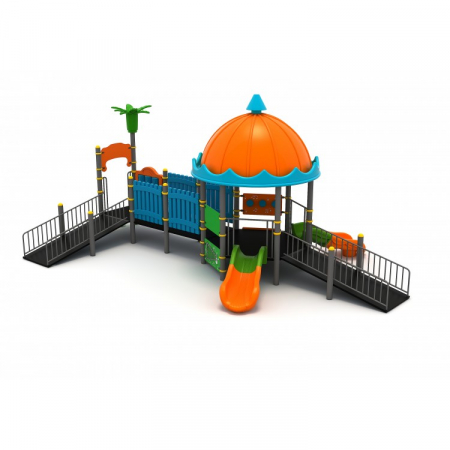 Echipamente locuri de joaca de EXTERIOR - Ansamblu loc de joaca cu tobogane pentru copii cu dizabilitati - 41EG