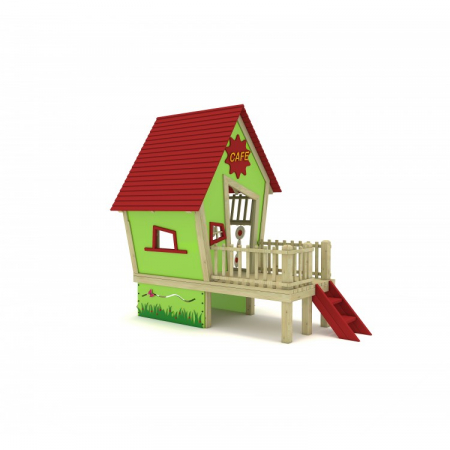 43A Casa Echipament loc de joaca exterior parc din lemn cu Scara Cataratoare Activitati Figurina pe arc si Masa [0]
