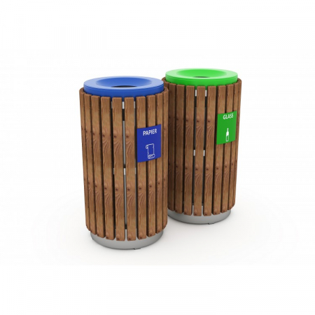 Mobilier Urban - Cosuri de gunoi cilindrice pentru hartie si sticla - 51CK