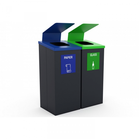 Mobilier Urban - Cosuri de gunoi cu 2 tomberoane, pentru colectare selectiva - 64CK