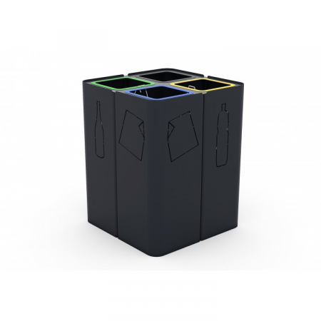 Mobilier Urban - Cos de gunoi selectiv cu 4 tomberoane - 72CK