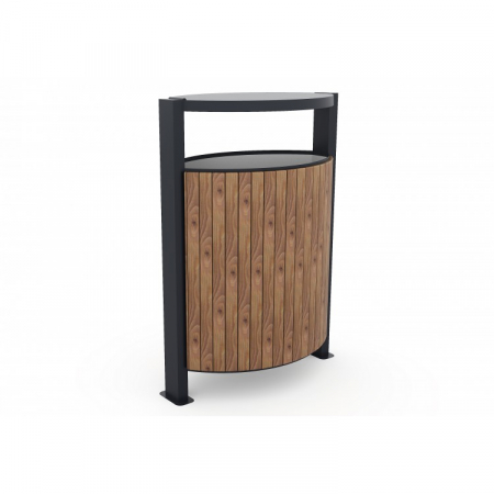 Mobilier Urban - Cos de gunoi, stradal realizat din metal si lemn - 74CK