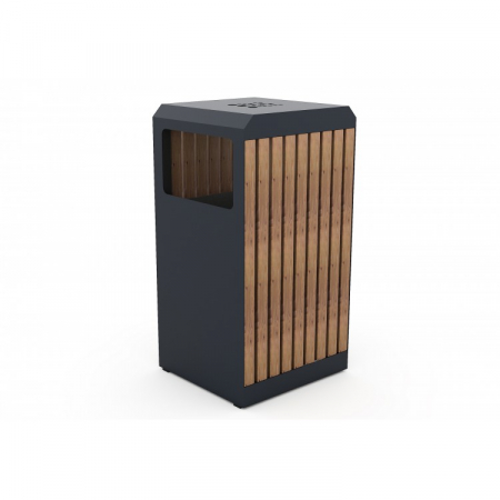 Mobilier Urban - Cos de gunoi stradal cu scrumiera si structura din metal - 79CK