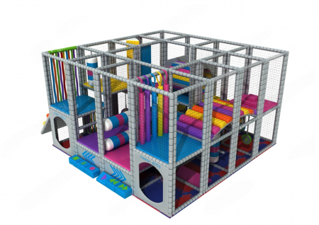 Echipamente locuri de joaca de INTERIOR - Ansamblu loc de joaca de interior pentru copii cu scara, jocuri interactive si tunel - MSP-010