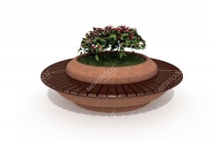Banci de beton exterior - Banca ciculara cu jardiniera din beton pentru parcuri MBE-710