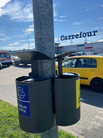 Cosuri de gunoi cu prindere pe stalp pentru hartie, sticla si metal PK01 [6]