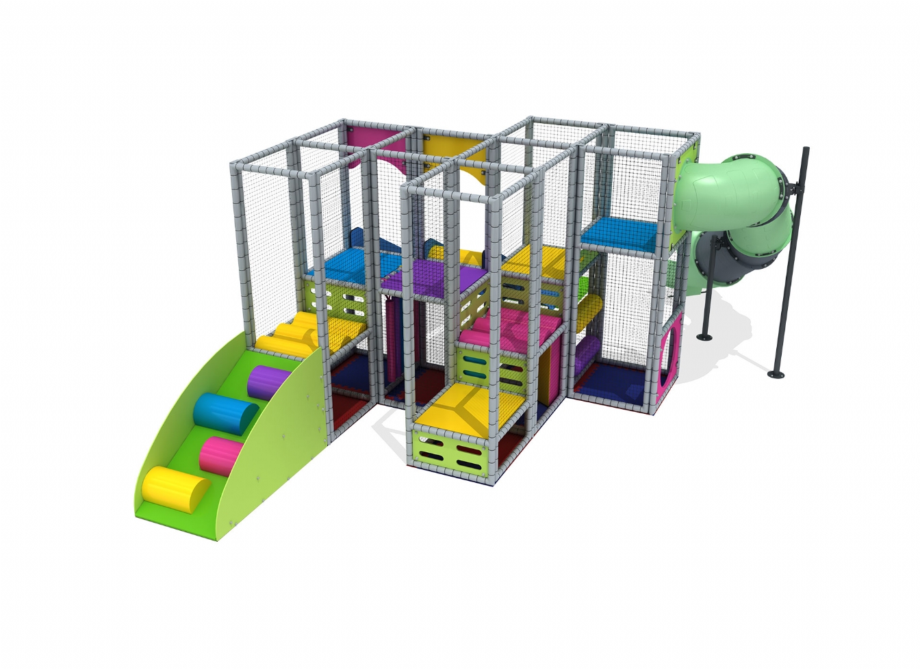 Loc de joca interior cu 2 tobogane, 2 scari si activitati - Mim-3004 [1]