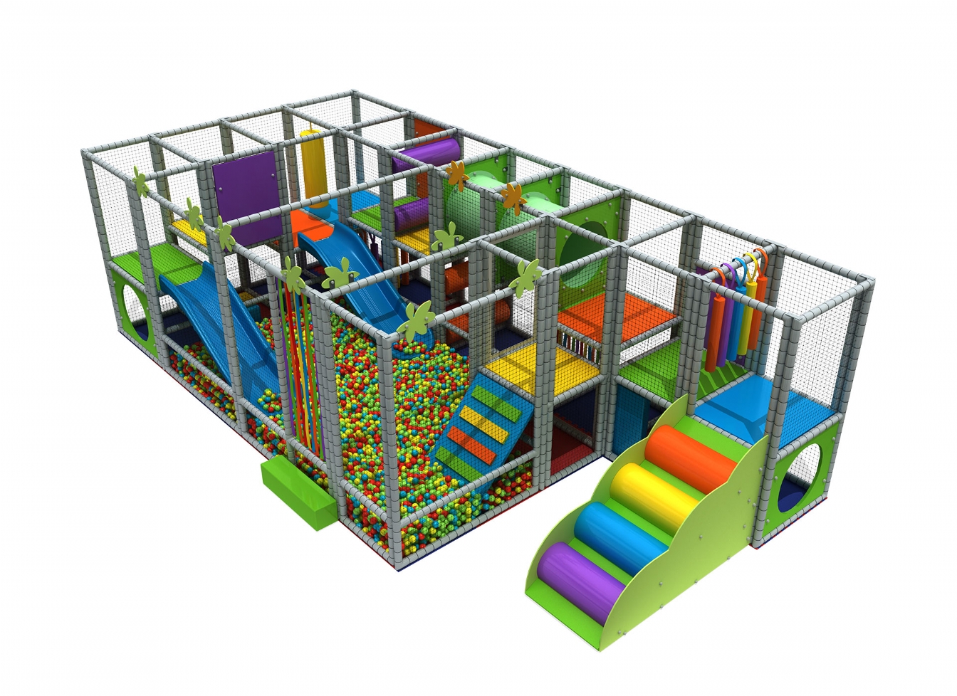 Loc de joca interior cu 2 tobogane, scara, activitati si piscina cu bile - Mim-3010 [1]