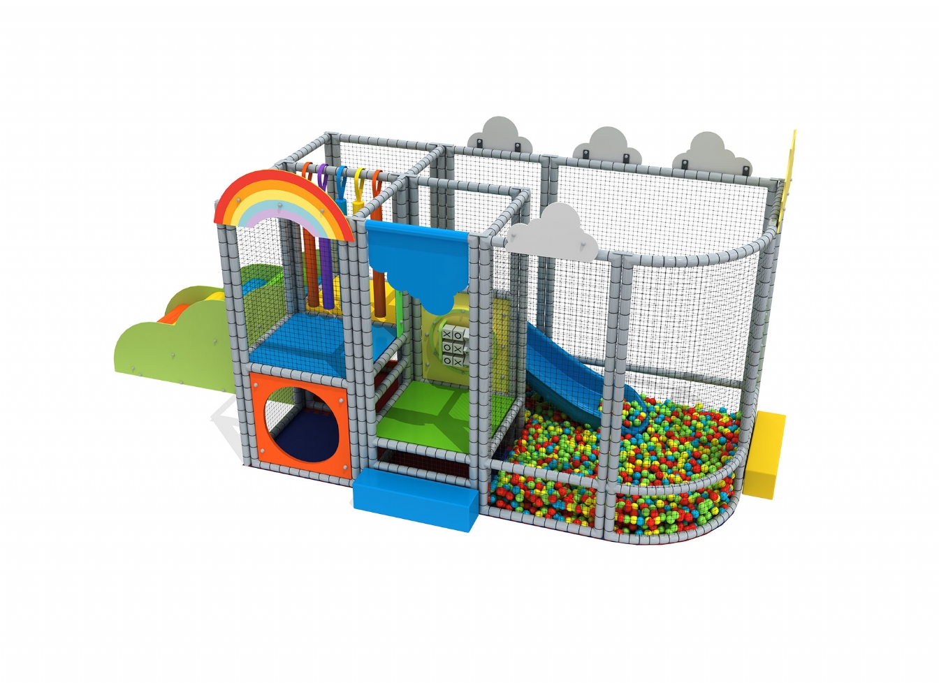 ELEMENTE loc joaca interior - Loc de joca interior cu tobogan, scara, activitati si piscina cu bile - Mim-3001