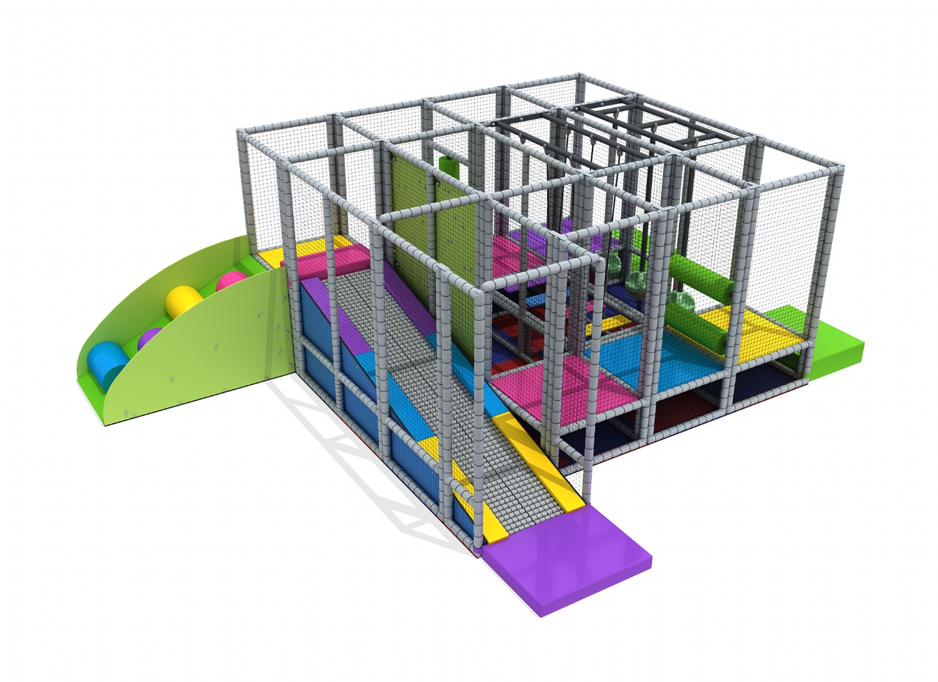 ELEMENTE loc joaca interior - Loc de joca interior cu tobogan, scara, activitati si survivor - Mim-3008