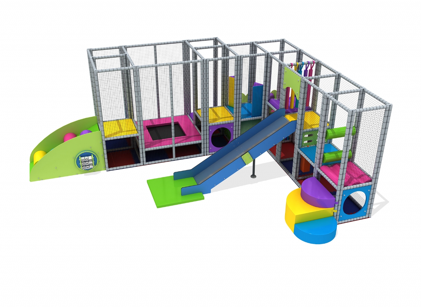 ELEMENTE loc joaca interior - Loc de joca interior cu tobogan, scara, tunel, activitati si trambulina - Mim-3006