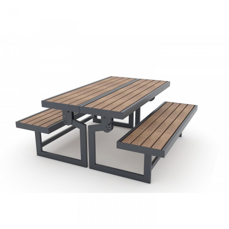 Mobilier Urban - Masa de picnic cu 2 bancute si blat rabatabil ce devine spatarul bancilor - 10PM