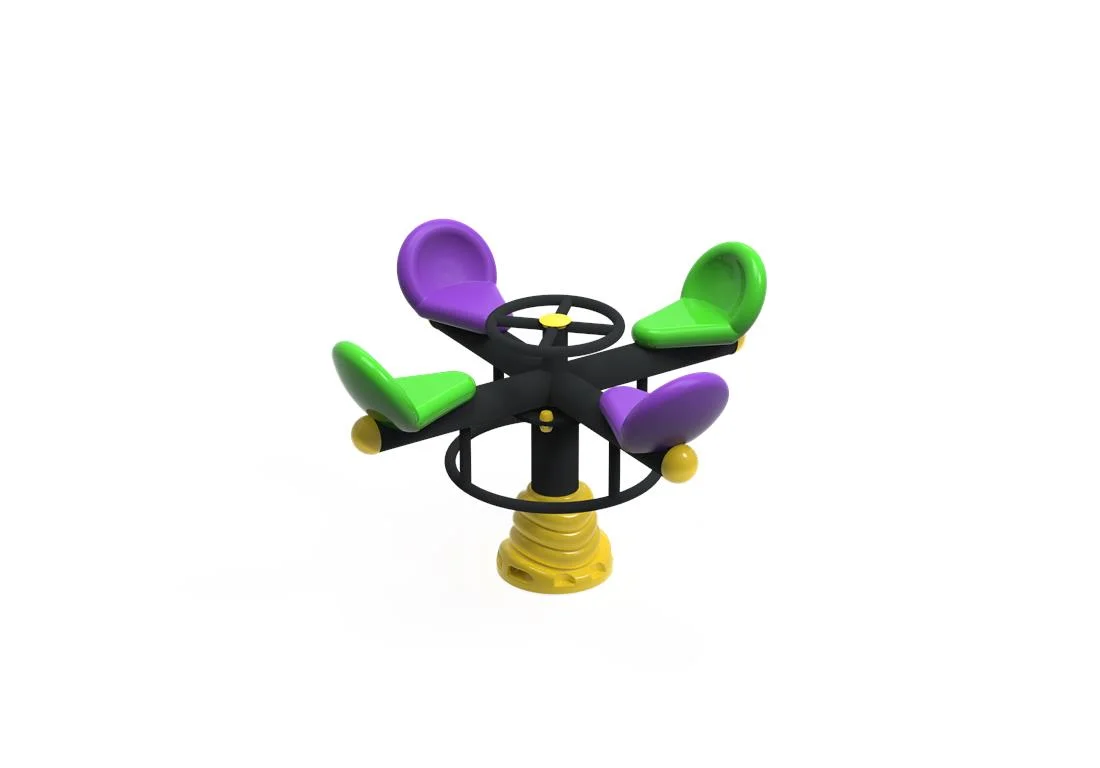 Echipamente locuri de joaca de EXTERIOR - Carusel rotativ loc de joaca cu 4 scaune de copii mici - PC-09 ECO