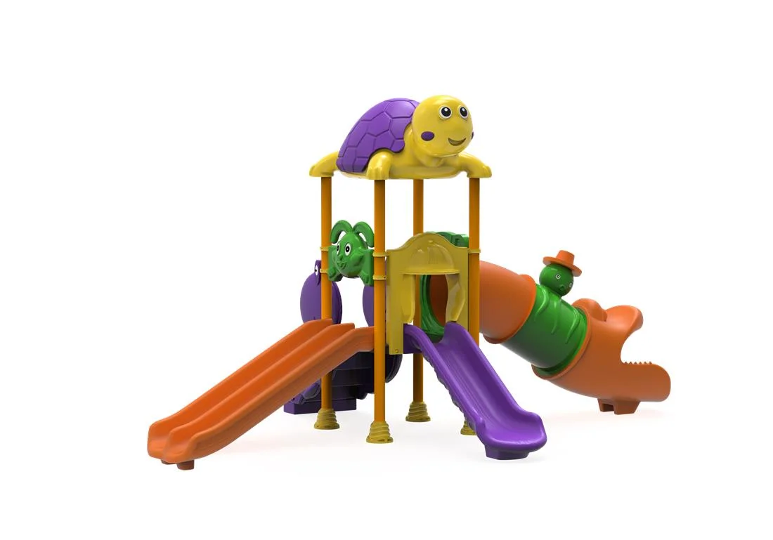Echipamente locuri de joaca de EXTERIOR - PT-08 ECO Echipament loc de joaca exterior parc din metal cu Scara si 4 Tobogane