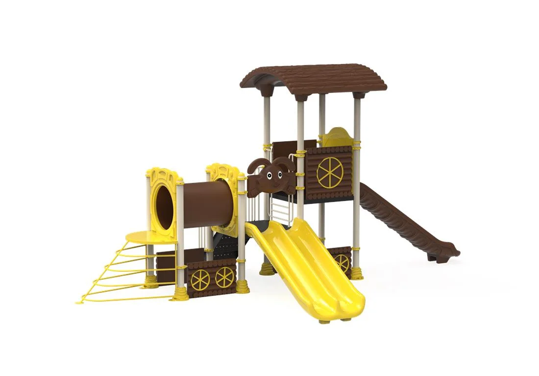 Echipamente locuri de joaca de EXTERIOR - PT-122 ECO Echipament loc de joaca exterior parc din metal cu Scara, Cataratoare, Tunel si 3 Tobogane