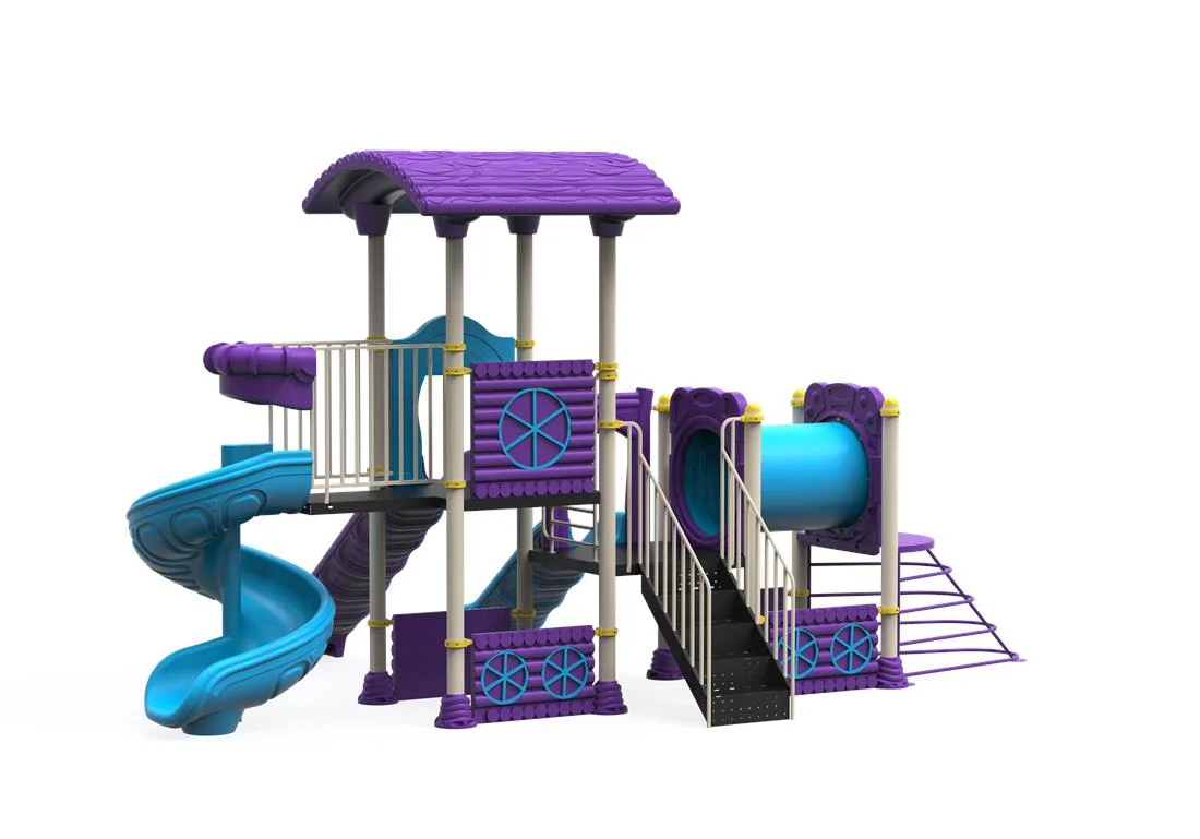 PT-123 ECO Echipament loc de joaca exterior parc din metal cu Scara, Cataratoare, Tunel si 3 Tobogane [1]