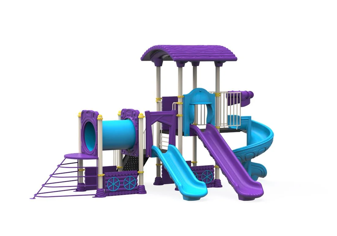 Echipamente locuri de joaca de EXTERIOR - PT-123 ECO Echipament loc de joaca exterior parc din metal cu Scara, Cataratoare, Tunel si 3 Tobogane