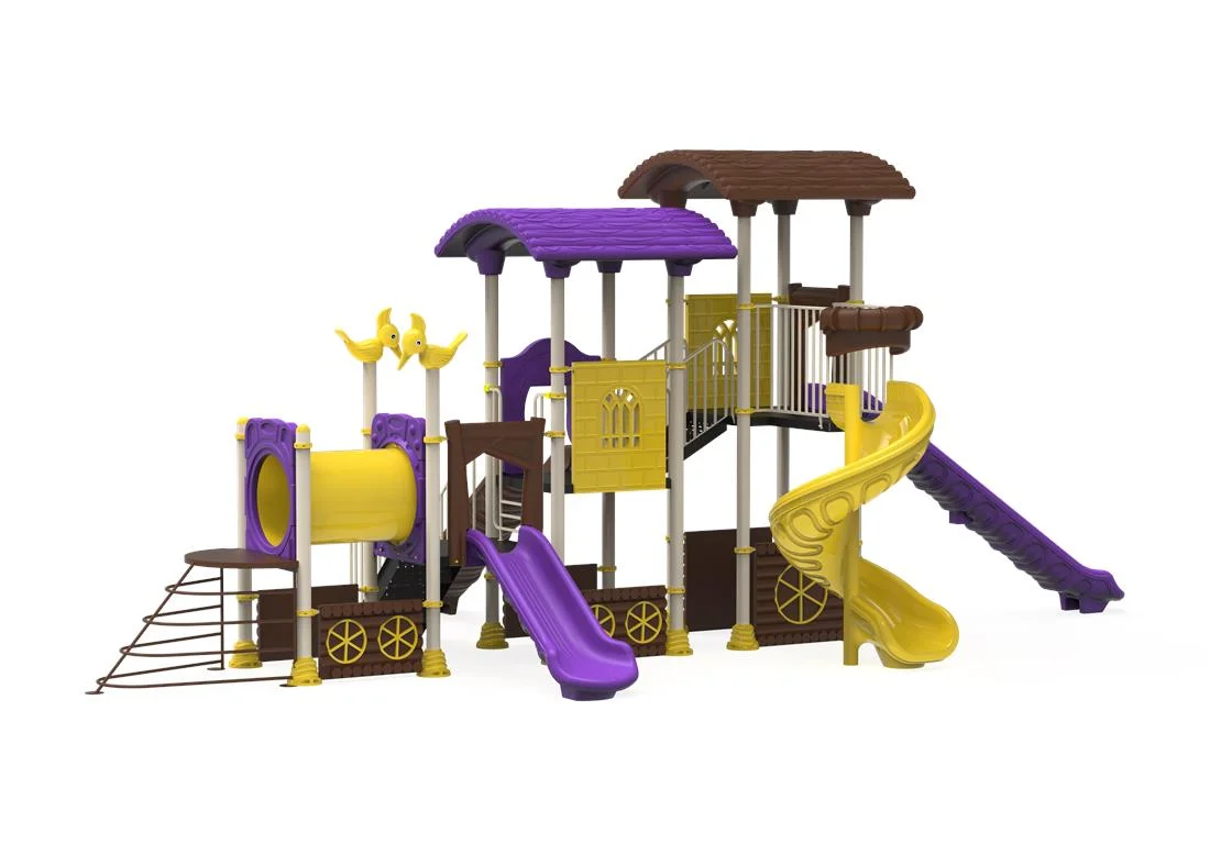 Echipamente locuri de joaca de EXTERIOR - PT-124 ECO Echipament loc de joaca exterior parc din metal cu Scara, Cataratoare, Tunel si 4 Tobogane