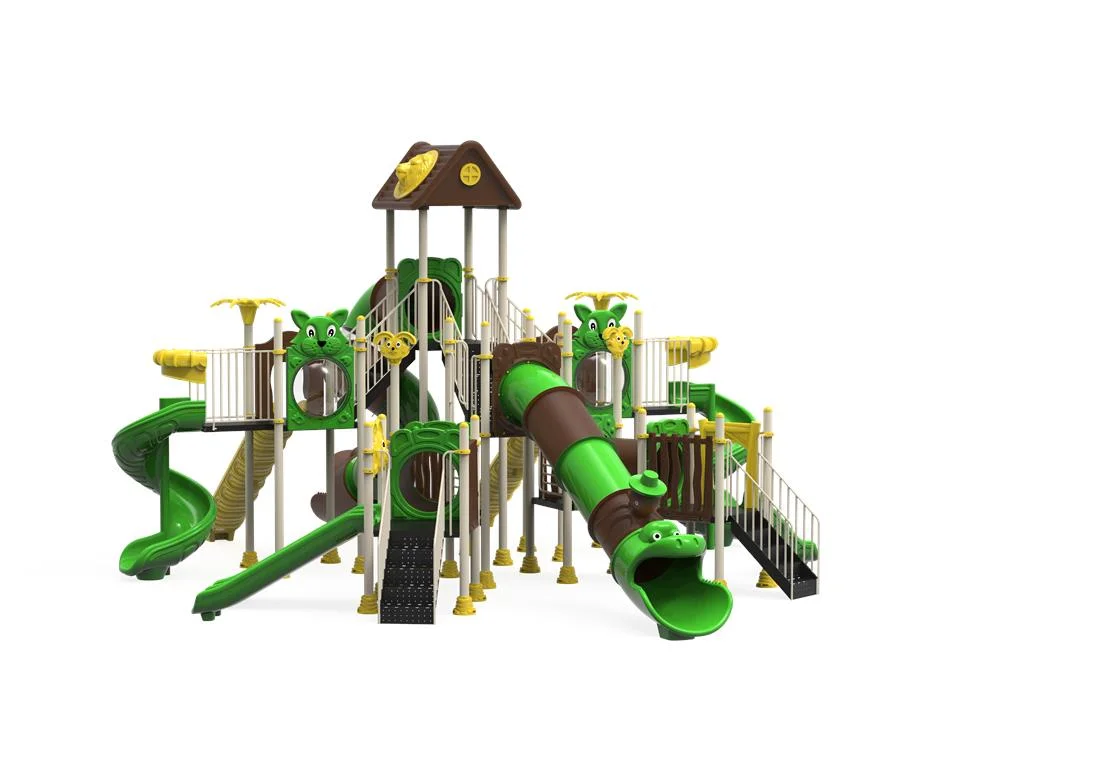 PT-135 ECO Echipament loc de joaca exterior parc din metal cu 2 Scari, 2 Tunele si 9 Tobogane [1]