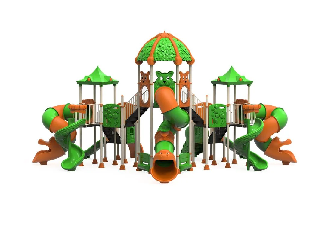 Echipamente locuri de joaca de EXTERIOR - PT-136 ECO Echipament loc de joaca exterior parc din metal cu Scara, Cataratoare, 2 Bancute si 7 Tobogane