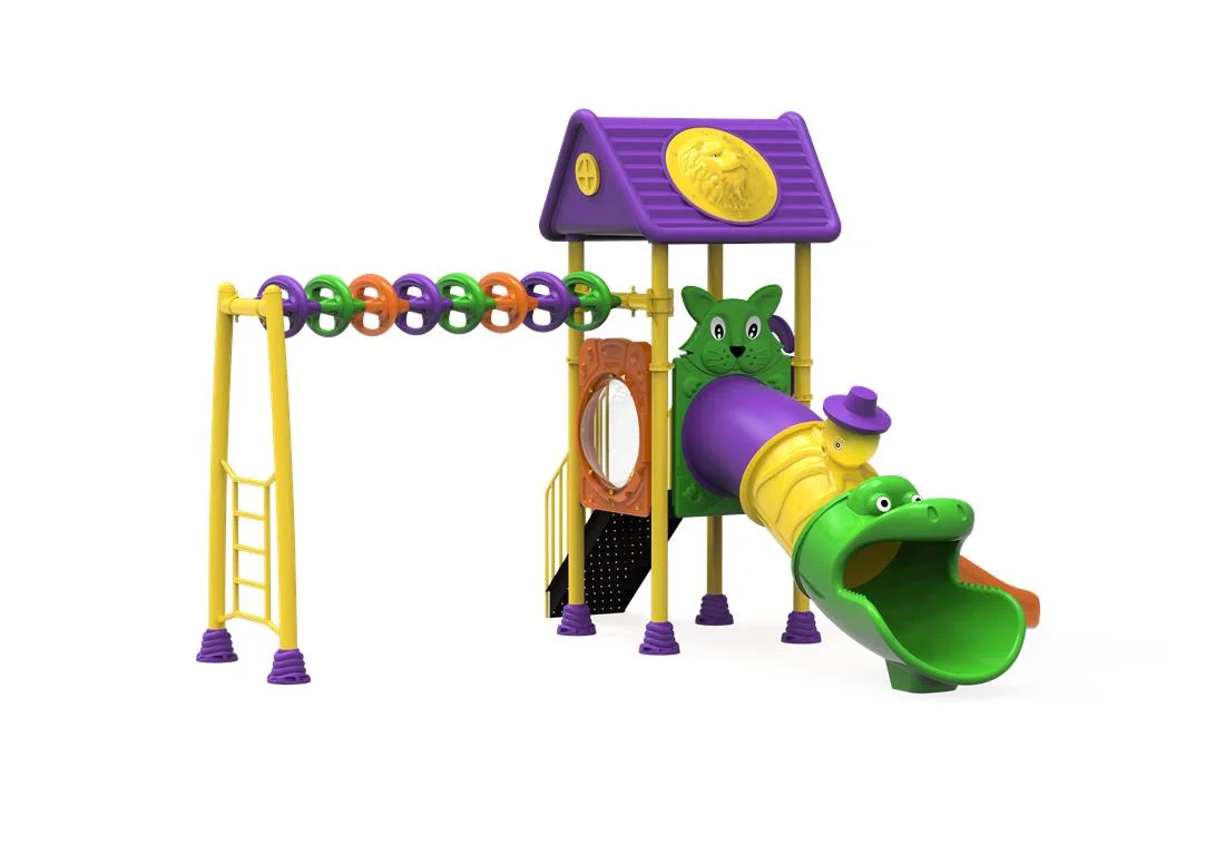 Echipamente locuri de joaca de EXTERIOR - PT-16 ECO Echipament loc de joaca exterior parc din metal cu Scara, Cataratoare si 3 Tobogane