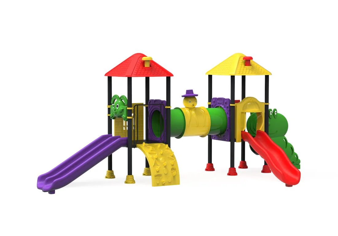 Echipamente locuri de joaca de EXTERIOR - PT-42 ECO Echipament loc de joaca exterior parc din metal cu Scara, Cataratoare, Tunel si 3 Tobogane