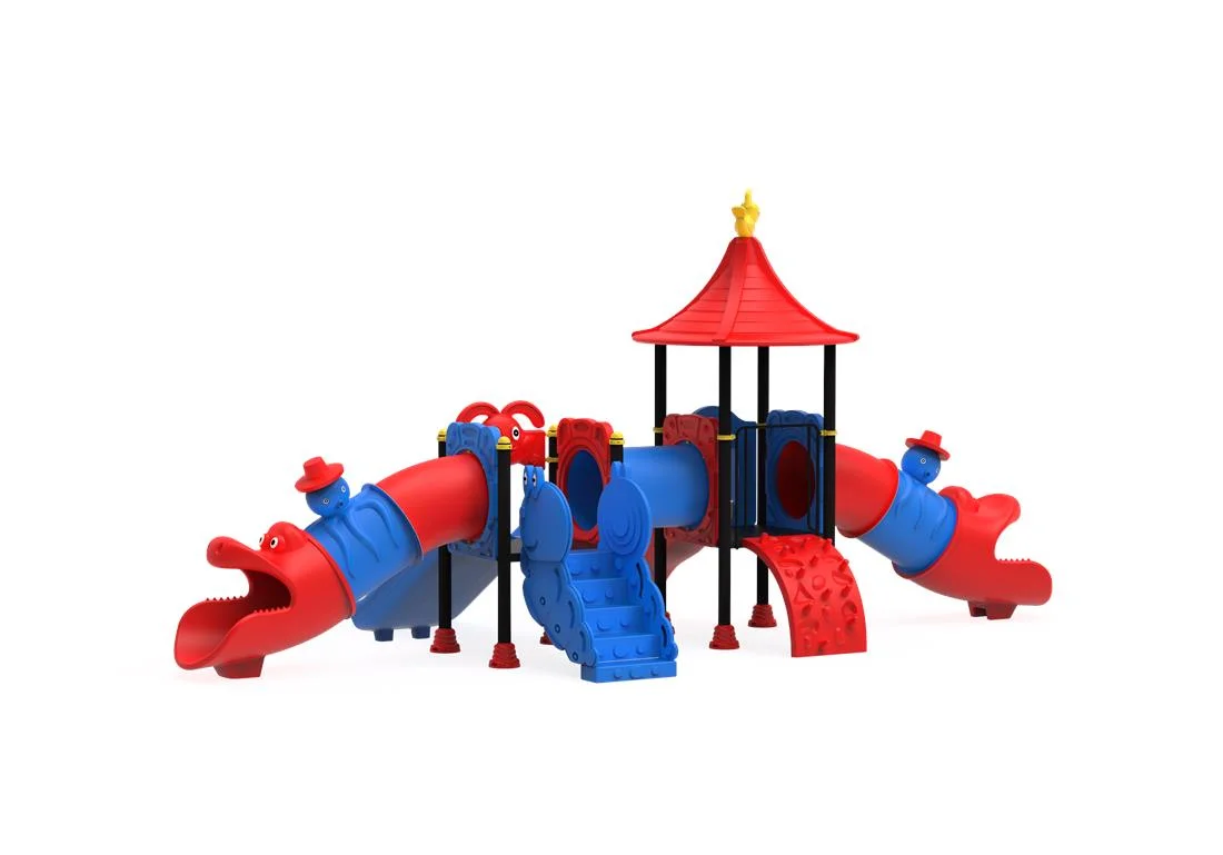 PT-46 ECO Echipament loc de joaca exterior parc din metal cu Scara, Cataratoare, Tunel si 5 Tobogane [1]