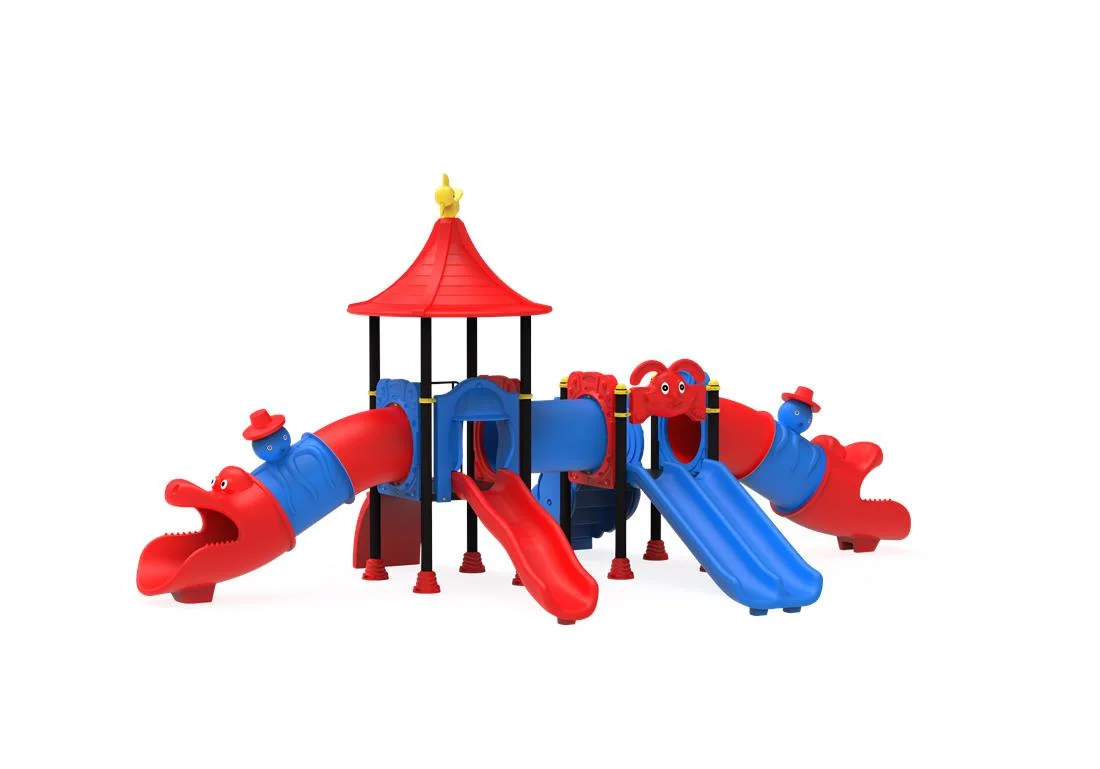 Echipamente locuri de joaca de EXTERIOR - PT-46 ECO Echipament loc de joaca exterior parc din metal cu Scara, Cataratoare, Tunel si 5 Tobogane