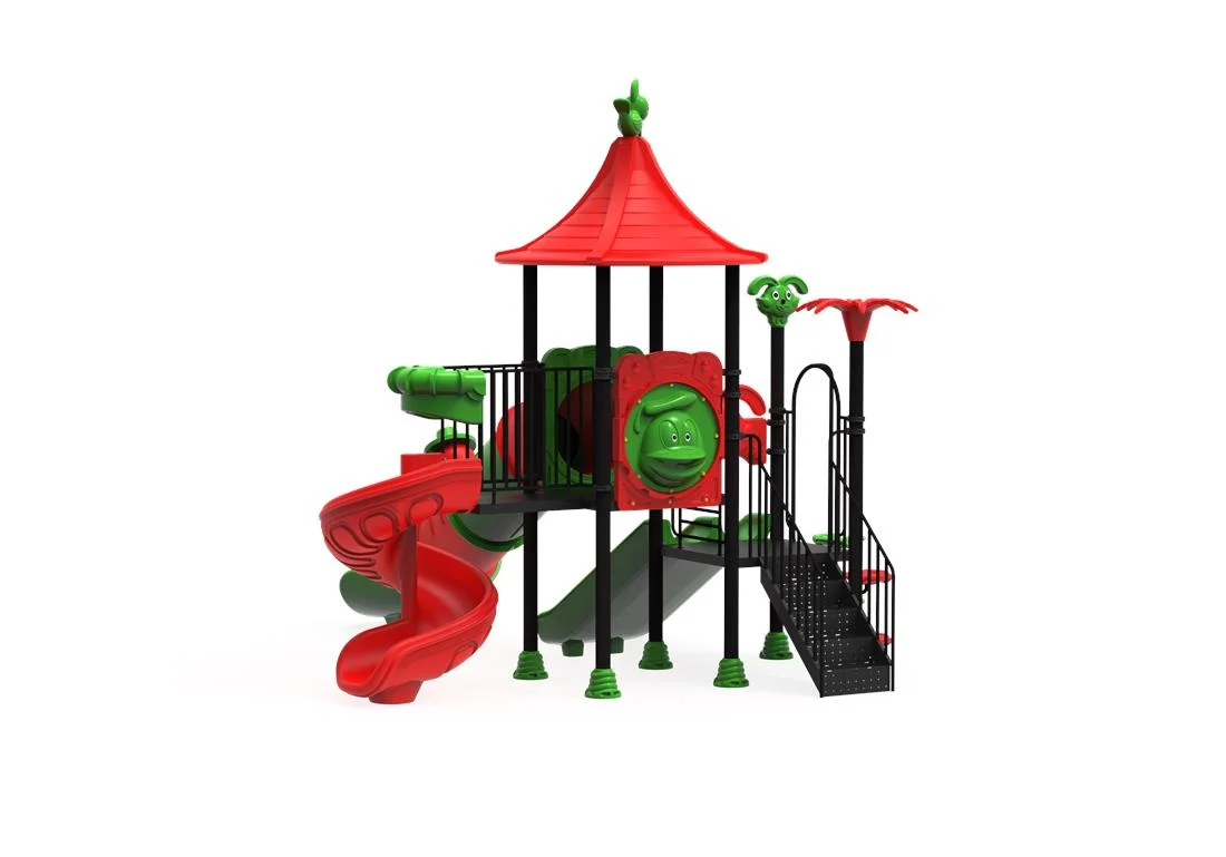 PT-48 ECO Echipament loc de joaca exterior parc din metal cu Scara, Cataratoare si 4 Tobogane [1]