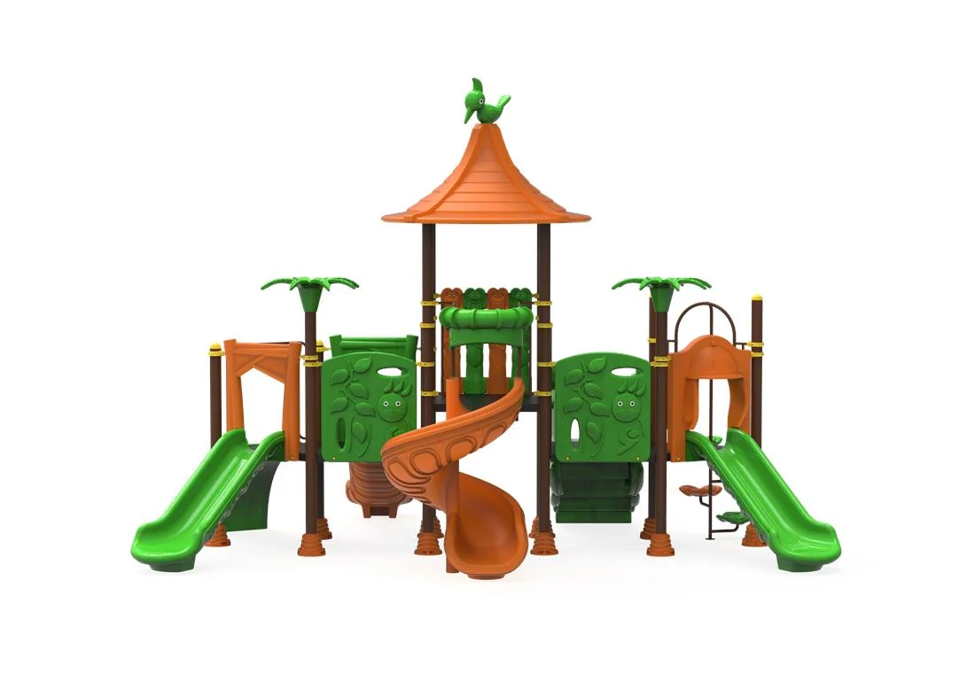 Echipamente locuri de joaca de EXTERIOR - PT-79 ECO Echipament loc de joaca exterior parc din metal cu Scara, 2 Cataratori si 4 Tobogane