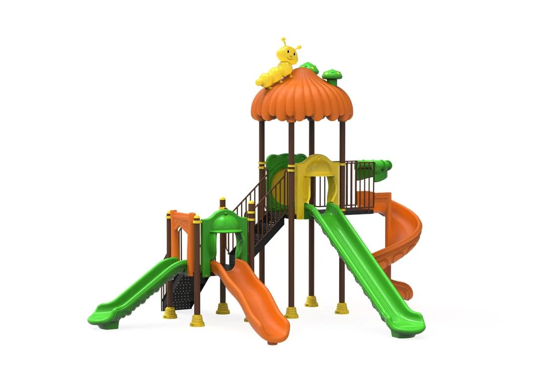 PT-87 ECO Echipament loc de joaca exterior parc din metal cu Scara si 4 Tobogane