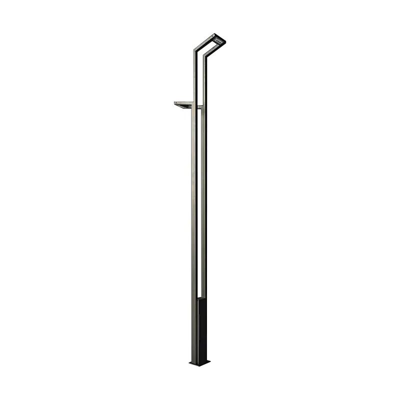 Stalpi de iluminat stradali - Stalp de iluminat din aluminiu, pentru exterior cu doua brate si bec LED - A4005
