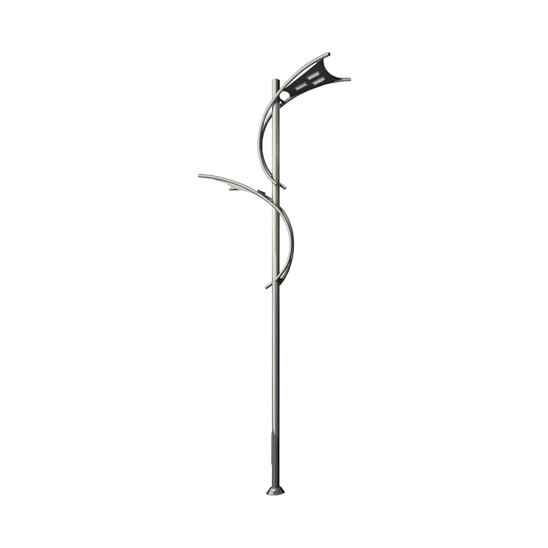 Produse profesionale de mobilier urban - Stalp de iluminat din aluminiu, pentru exterior cu doua brate si bec LED - A4007