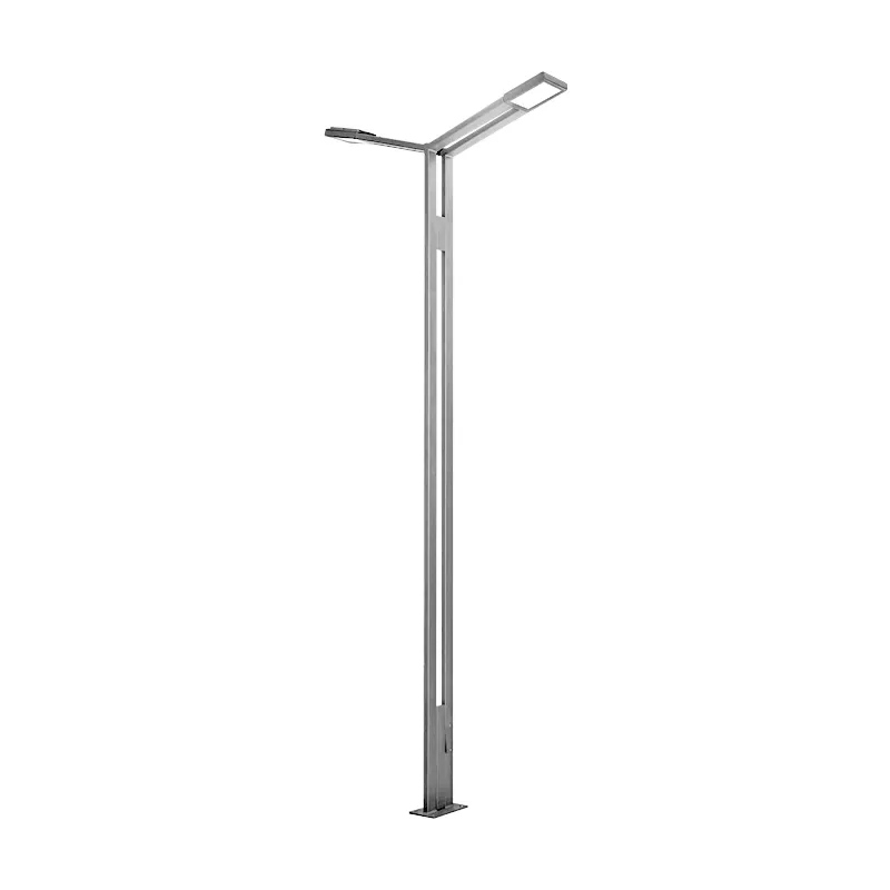 Stalpi de iluminat pentru alei pietonale - Stalp de iluminat din aluminiu, pentru exterior cu doua brate si bec LED - A4016