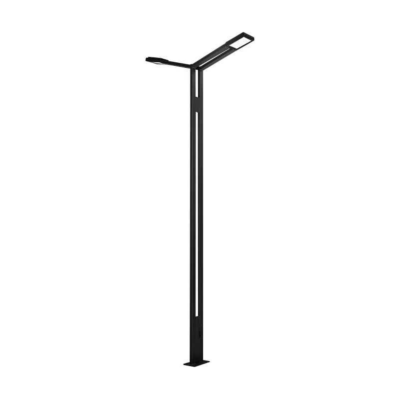 Iluminat Urban - Stalp de iluminat din aluminiu, pentru exterior cu doua brate si bec LED - A4016