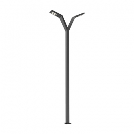 Stalpi de iluminat pentru parc - Stalp de iluminat din aluminiu, pentru exterior cu doua brate si bec LED - A4019