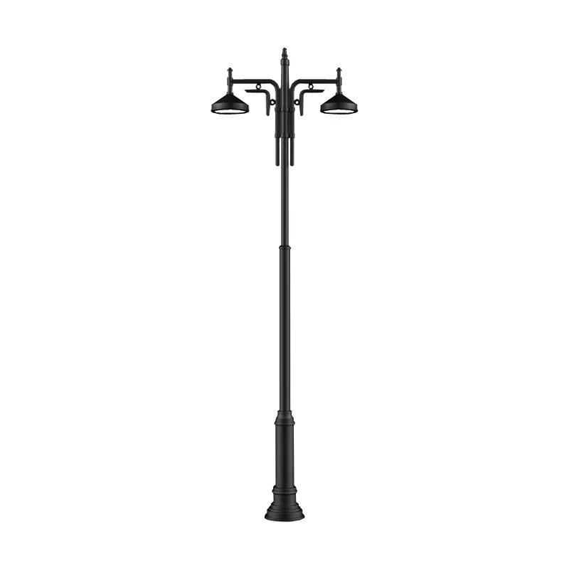 Stalpi de iluminat stradali - Stalp de iluminat din aluminiu, pentru exterior cu doua brate si bec LED - A4022
