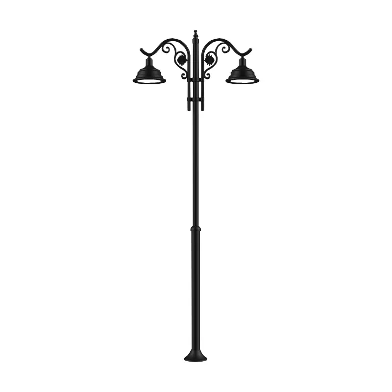Stalpi de iluminat stradali - Stalp de iluminat din aluminiu, pentru exterior cu doua brate si bec LED - A4023
