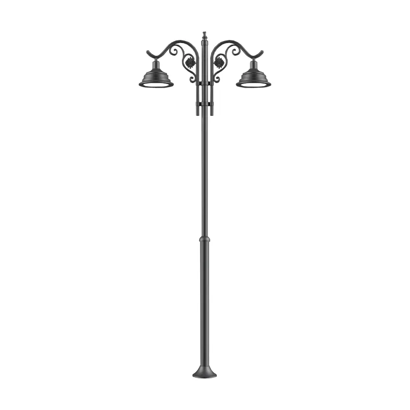 Iluminat Urban - Stalp de iluminat din aluminiu, pentru exterior cu doua brate si bec LED - A4023