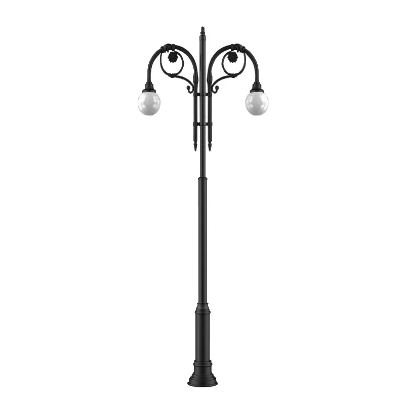 Stalpi de iluminat stradali - Stalp de iluminat din aluminiu, pentru exterior cu doua brate si bec LED - A4024
