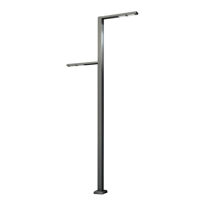 Stalpi de iluminat pentru alei pietonale - Stalp de iluminat pentru exterior cu doua brate realizat din aluminiu si bec LED - A4001