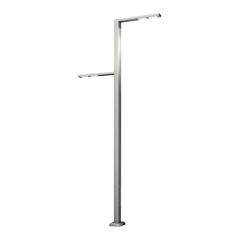 Iluminat Urban - Stalp de iluminat pentru exterior cu doua brate realizat din aluminiu si bec LED - A4001