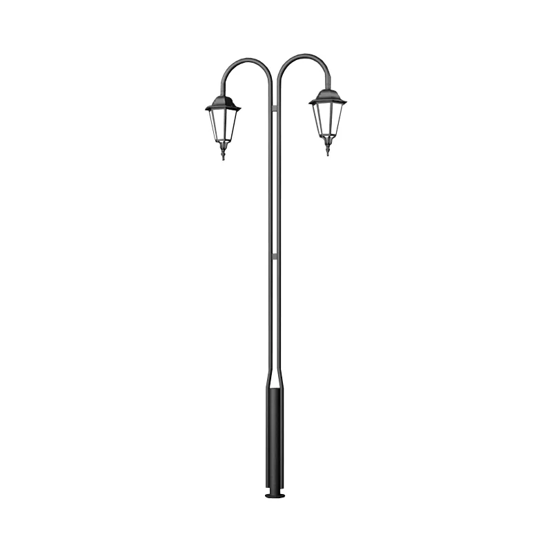 Iluminat Urban - Stalp de iluminat pentru exterior cu doua brate realizat din otel galvanizat si bec LED - A4037