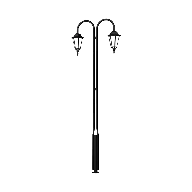Iluminat Urban - Stalp de iluminat pentru exterior cu doua brate realizat din otel galvanizat si bec LED - A4037
