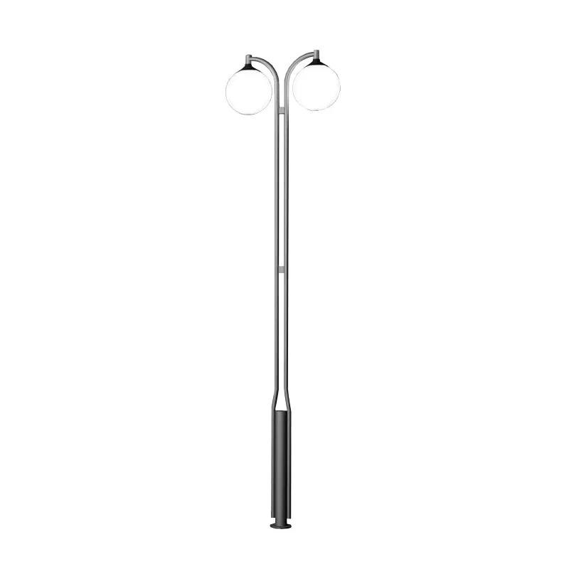 Iluminat Urban - Stalp de iluminat pentru exterior cu doua brate realizat din otel galvanizat si bec LED - A4038