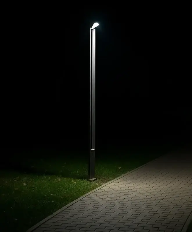 Stalp de iluminat pentru exterior cu un brat, realizat din aluminiu si bec LED - A4004 [2]
