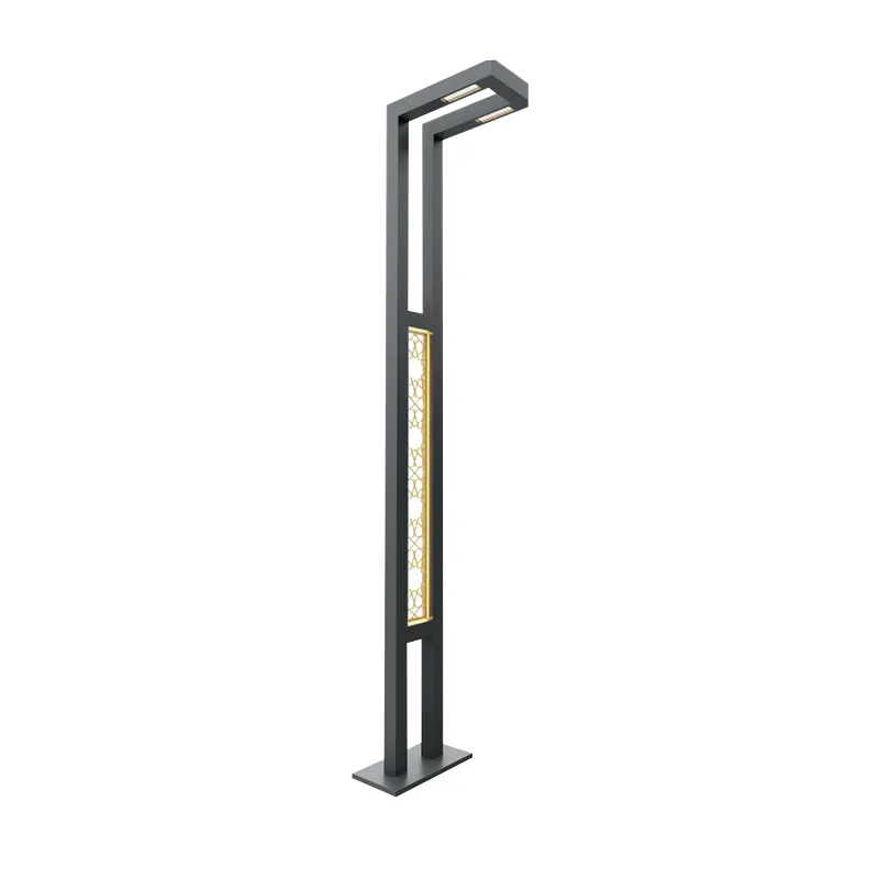 Stalpi de iluminat pentru alei pietonale - Stalp de iluminat pentru exterior cu un brat, realizat din aluminiu si bec LED - A4017