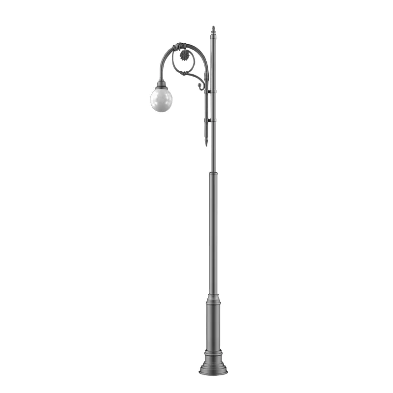 Stalpi de iluminat stradali - Stalp de iluminat pentru exterior cu un brat, realizat din aluminiu si bec LED - A4024