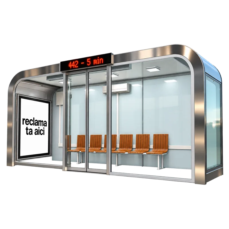 Statii de autobuz - Statie de autobuz moderna realizata din otel inoxidabil - MANOLYA 03